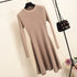 Women Long Sleeve Sweater Dress Women's Irregular Hem Casual Autumn Winter Dress Women O-neck A Line Short Mini Knitted Dresses - menochic